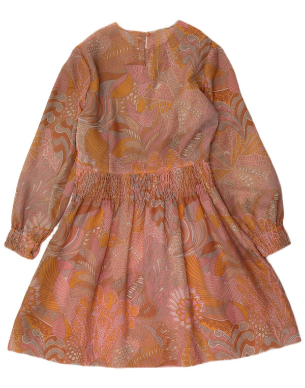 VINTAGE Damen Langarm-A-Linien-Kleid UK 12 Medium Mehrfarbig Paisley