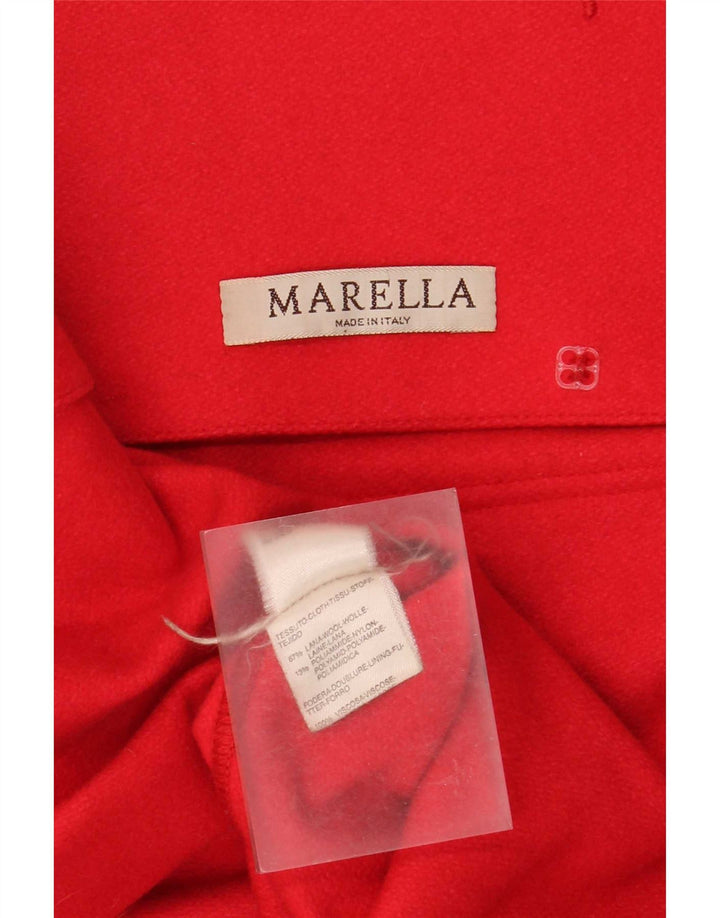 Marella Damen Übergroßer zweireihiger Mantel UK 8 Small Rote Wolle