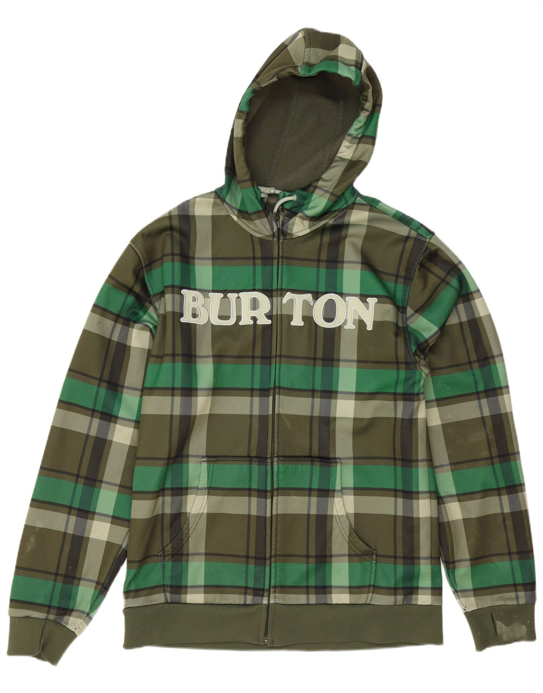 Burton Herren-Kapuzenpullover mit grafischem Reißverschluss, groß, grün kariert, Polyester