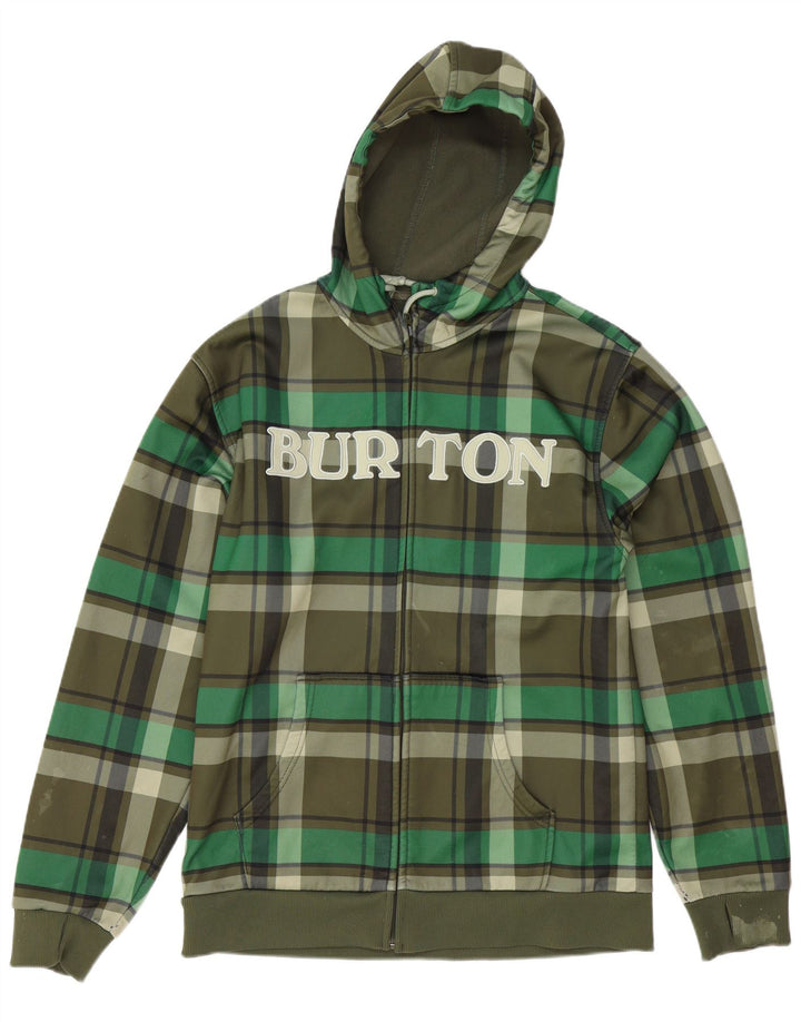 Burton Herren-Kapuzenpullover mit grafischem Reißverschluss, groß, grün kariert, Polyester