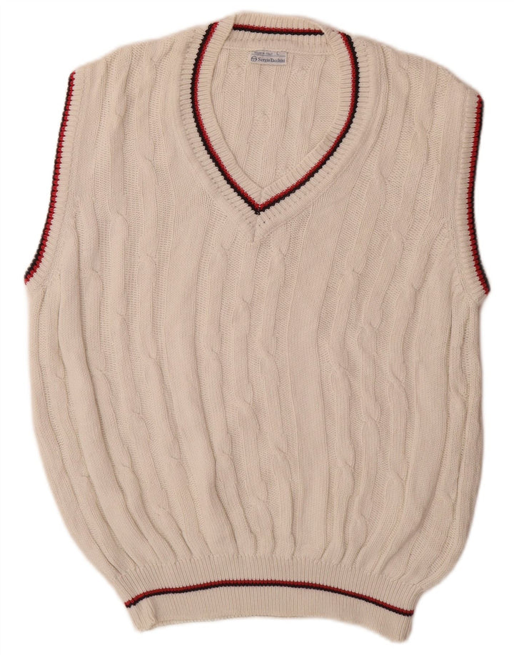 Sergio Tacchini Herren Weste Tank Top Große weiße Baumwolle