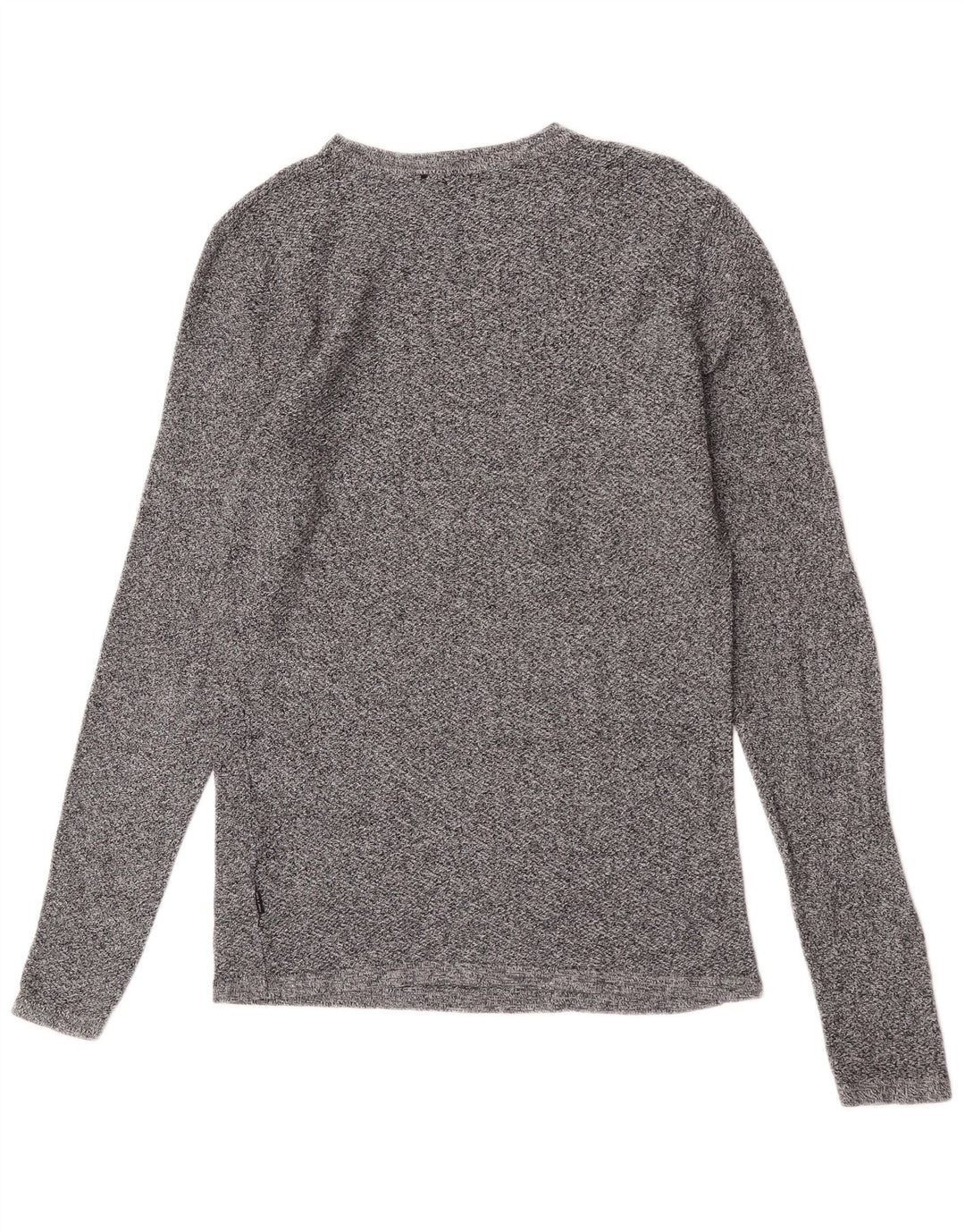 Jack & Jones Herren-Oberteil, langärmelig, mittelgrau gefleckte Baumwolle