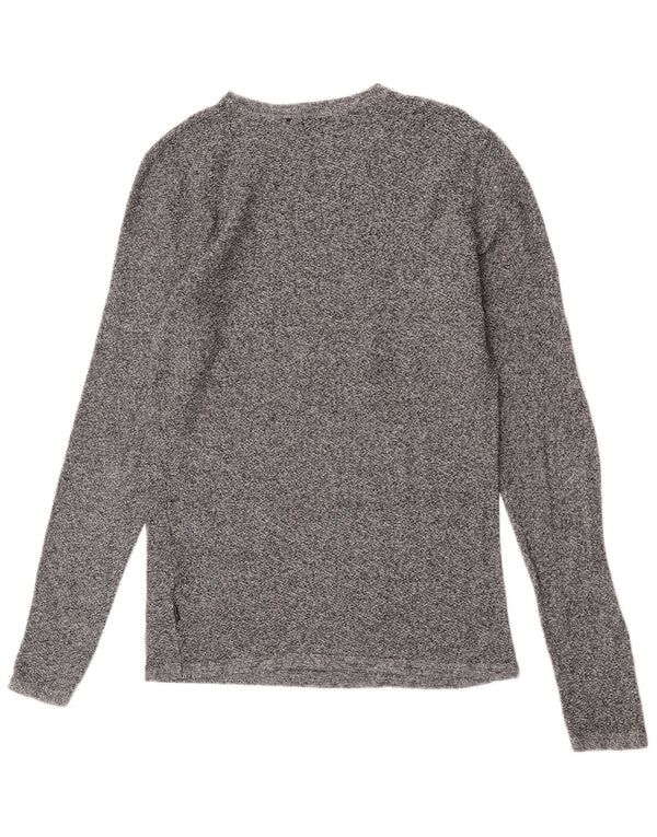 Jack & Jones Herren-Oberteil, langärmelig, mittelgrau gefleckte Baumwolle