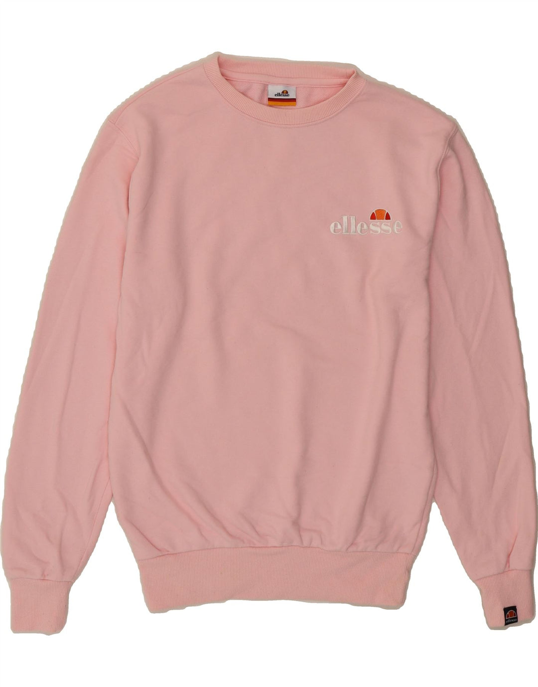 ELLESSE Womens Graphic Sweatshirt Jumper UK 14 Medium Pink Cotton Vintage Ellesse and Second-Hand Ellesse from Messina Hembry 