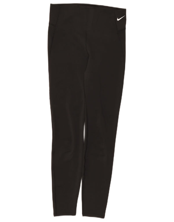 Nike Damen Dri Fit Leggings UK 12 Medium Schwarz Polyester