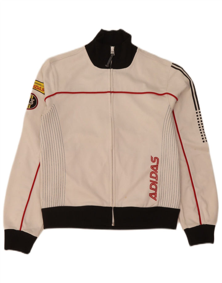 Adidas Damen-Trainingsanzugoberteil mit Grafik, UK 12, Mittelweiß, Farbblock