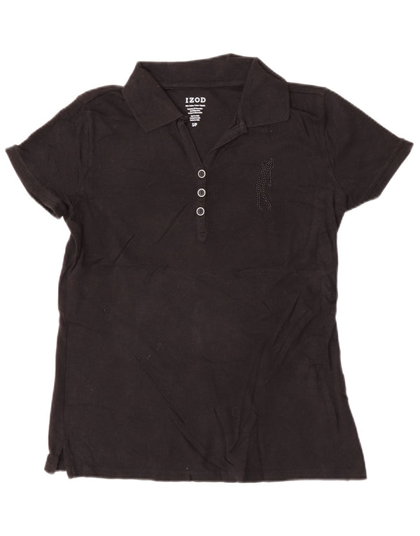 Izod Damen Poloshirt UK 10 Small Schwarz Baumwolle