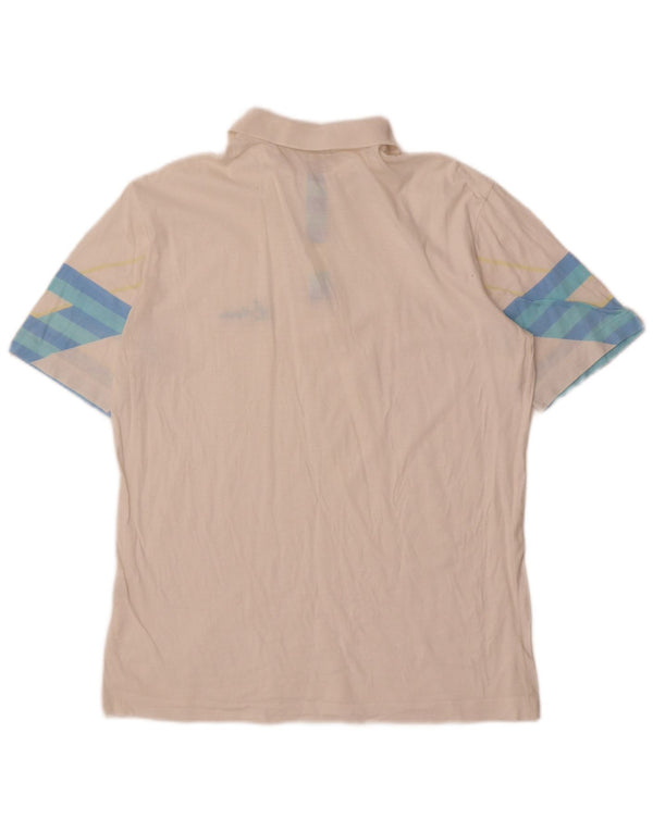 AUSTRALIAN L'ALPINA Herren-Poloshirt IT 46 Small Weiße Farbblock-Baumwolle