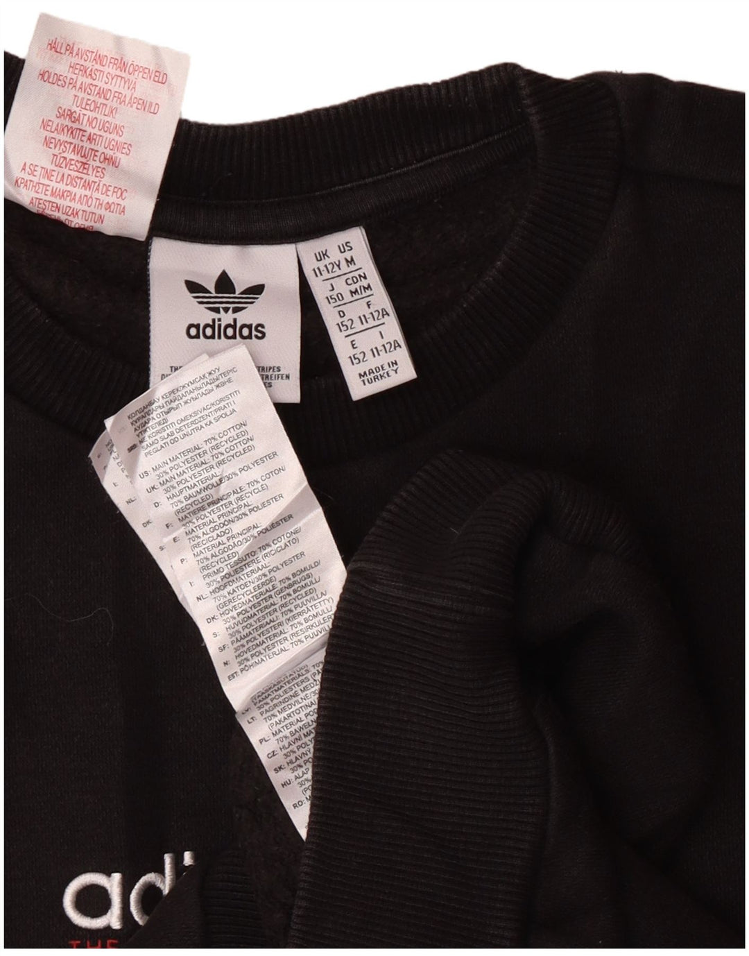 Adidas Sweatshirt mit Grafik für Jungen, 11–12 Jahre, mittelgroß, schwarze Baumwolle