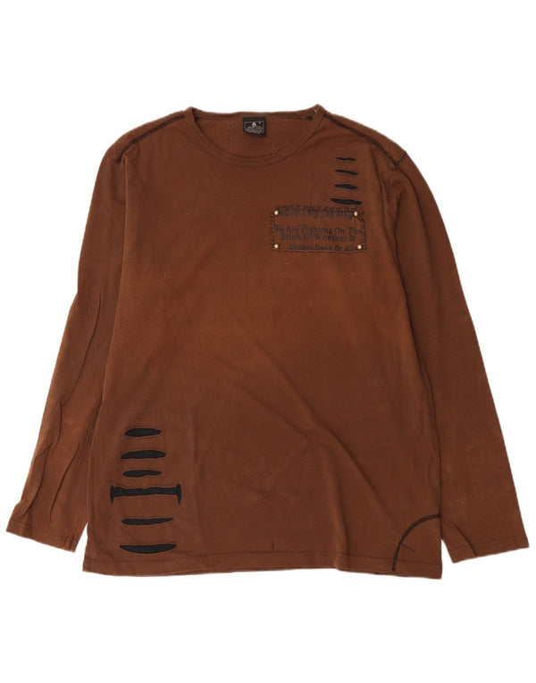 Bromfield Herren Top Langarm 2XL Braun Baumwolle