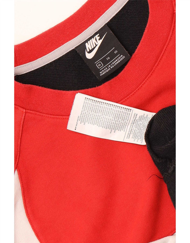Nike Herren Grafik-Sweatshirt-Pullover XL aus roter Colourblock-Baumwolle