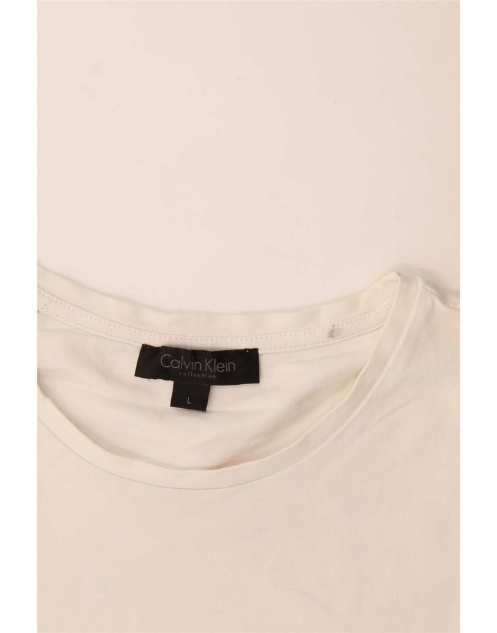 Calvin Klein Damen T-Shirt mit Grafik, Größe L, Weiß