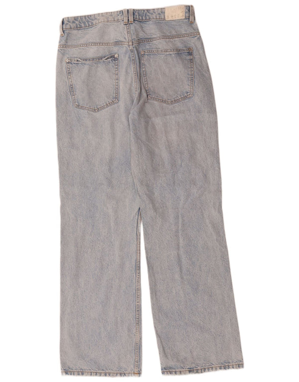 Zara Damen-Jeans mit hoher Taille und weitem Bein, EU 42, groß, W32, L32, blaue Baumwolle