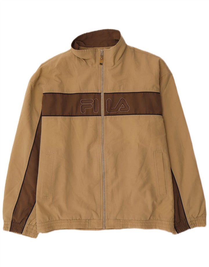 FILA Herren-Trainingsanzug mit grafischem Oberteil, groß, Beige, Farbblock