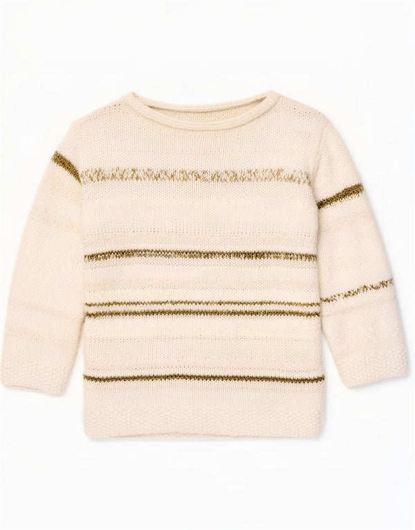 Vintage Damen-Pullover mit U-Boot-Ausschnitt, UK 16, groß, weiß gestreift