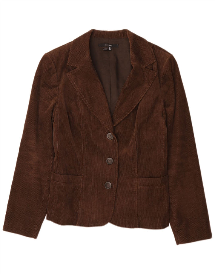 Zara Damen 3-Knopf-Blazer aus Cord, UK 14, große braune Baumwolle