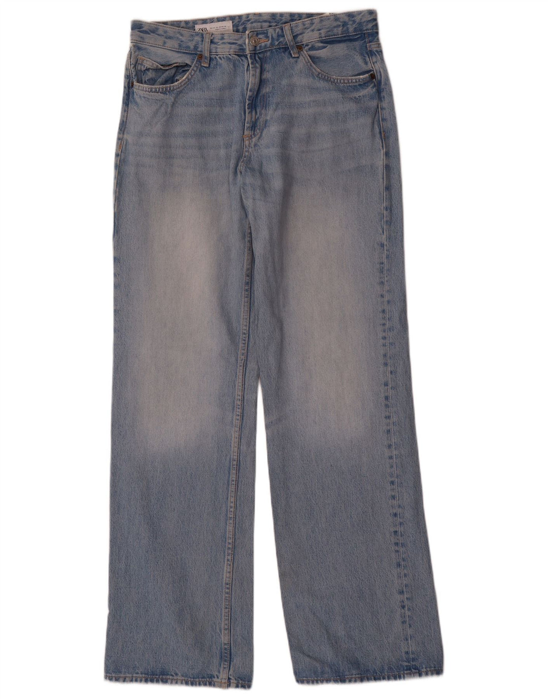 Zara Damen Straight Jeans EU 42 Large W32 L34 Blaue Baumwolle