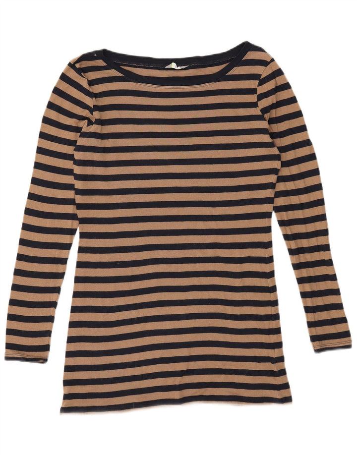 Marks & Spencer Damen Top Langarm UK 12 Mittel Marineblau gestreift