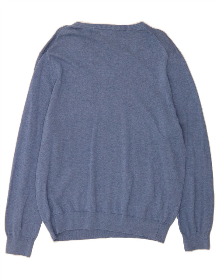 IZOD Mens V-Neck Jumper Sweater Large Blue Cotton Vintage Izod and Second-Hand Izod from Messina Hembry 