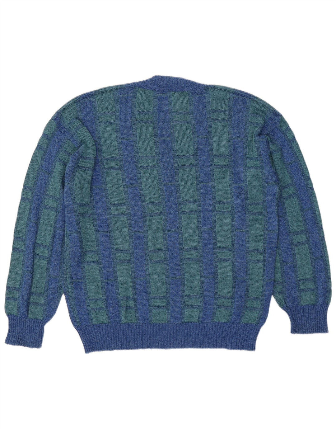 Maselli Herren-Pullover mit V-Ausschnitt, groß, blau kariert