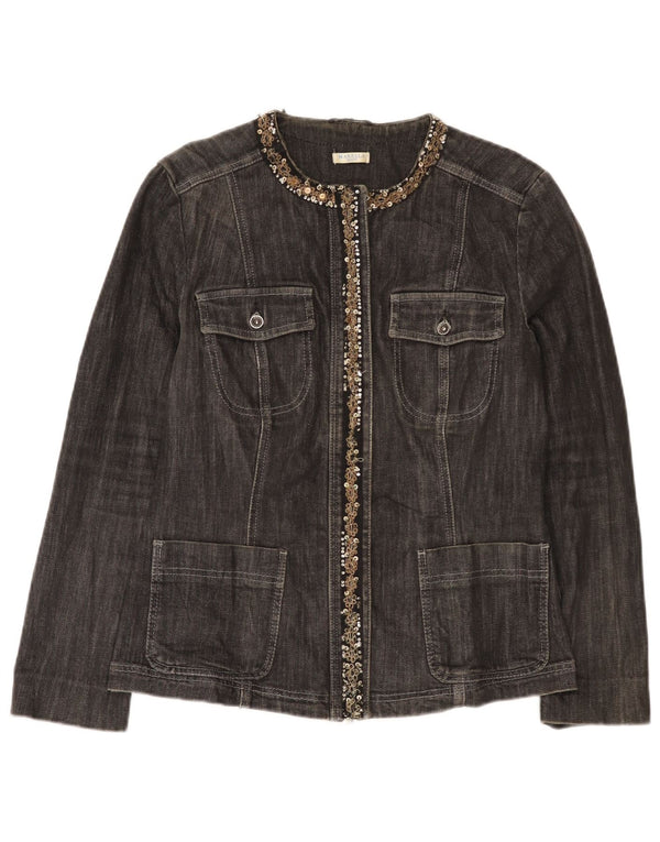 Marella Damen Jeansjacke UK 16 Large Graue Baumwolle