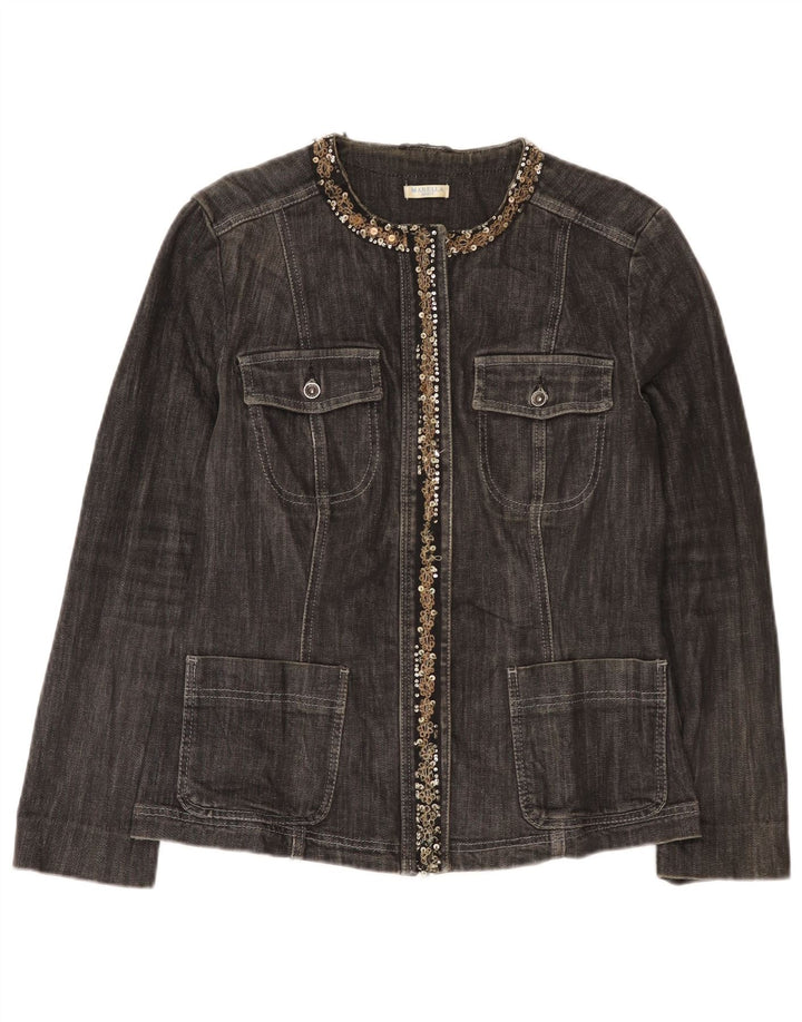 Marella Damen Jeansjacke UK 16 Large Graue Baumwolle