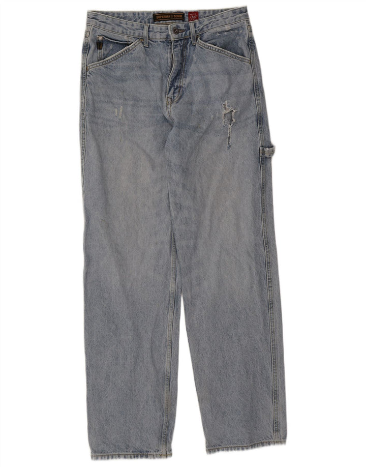 Superdry Herren Cargo Straight Jeans W32 L34 Blau