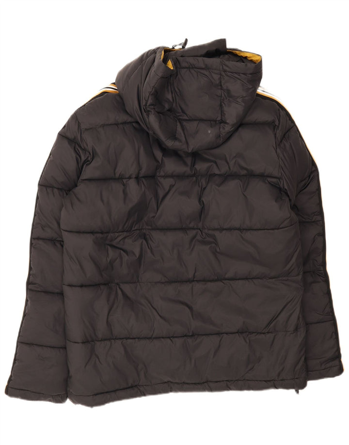 Sergio Tacchini gepolsterte Herrenjacke mit Kapuze, UK 40, großes schwarzes Nylon