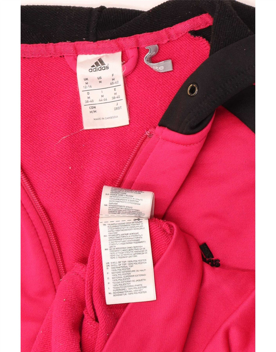 Adidas Damen Zip Hoodie Pullover UK 12/14 Mittelrosa Polyester