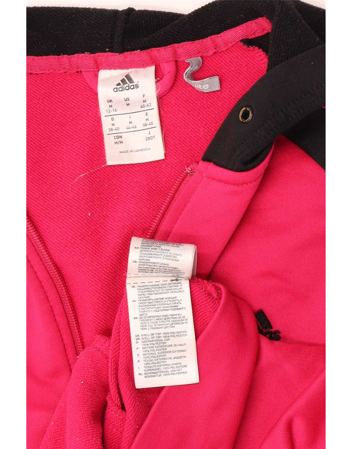 Adidas Damen Zip Hoodie Pullover UK 12/14 Mittelrosa Polyester