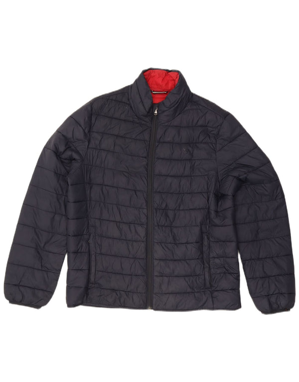 CREW CLOTHING Gefütterte Herrenjacke UK 38 Mittelmarineblaues Nylon