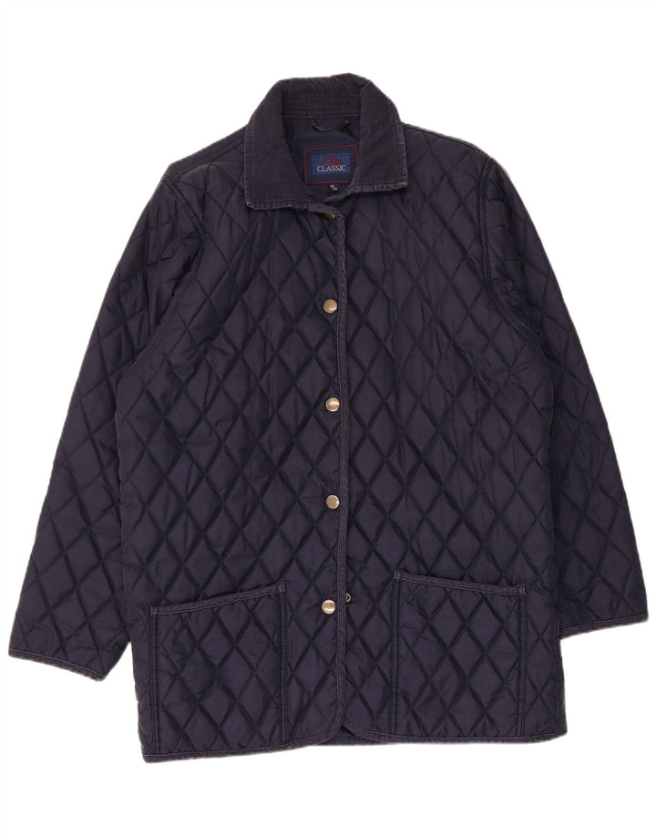 Vintage Damen-Steppjacke mit lockerer Passform, EU 38/40, mittelmarineblaues Polyamid