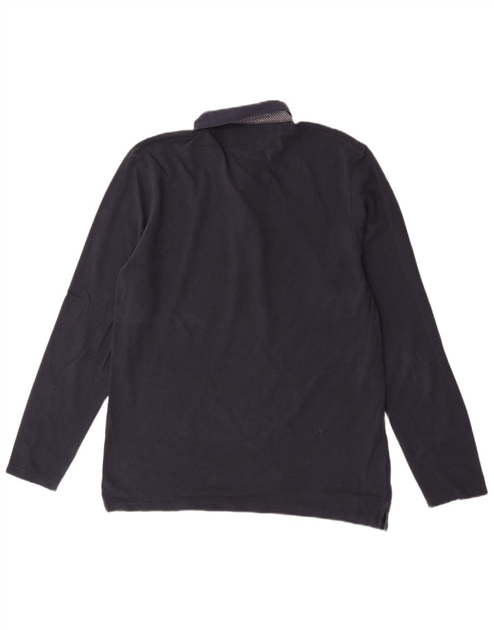 Zara Herren-Langarm-Poloshirt, groß, Marineblau