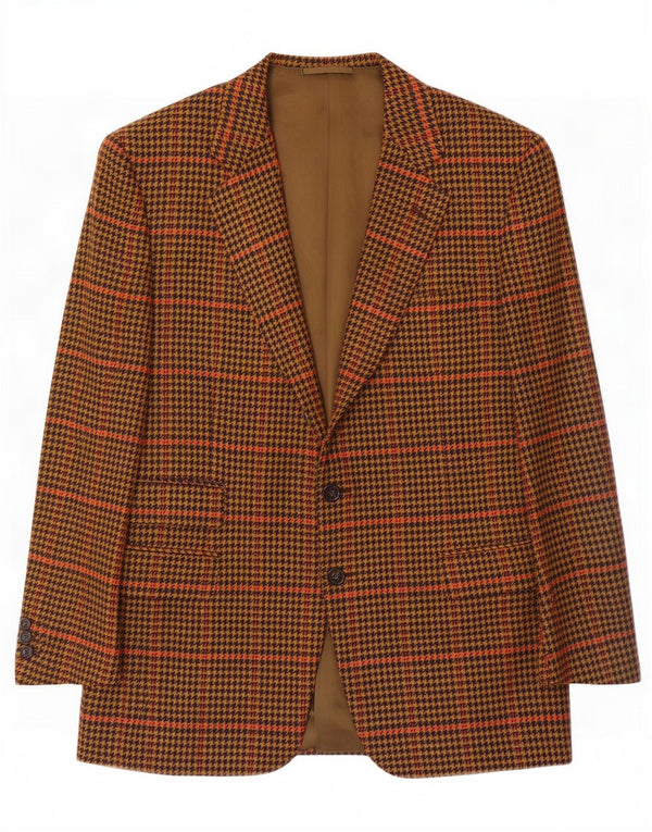 Guabello Herren-Blazer mit 2 Knöpfen, IT 46, kleine braune Wolle mit Hahnentrittmuster
