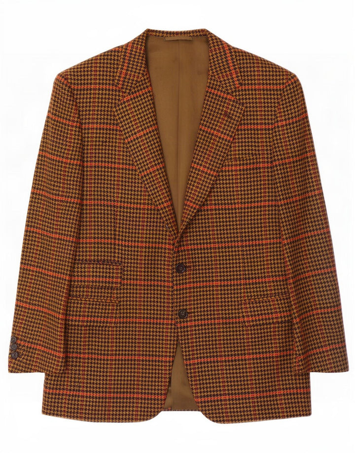Guabello Herren-Blazer mit 2 Knöpfen, IT 46, kleine braune Wolle mit Hahnentrittmuster