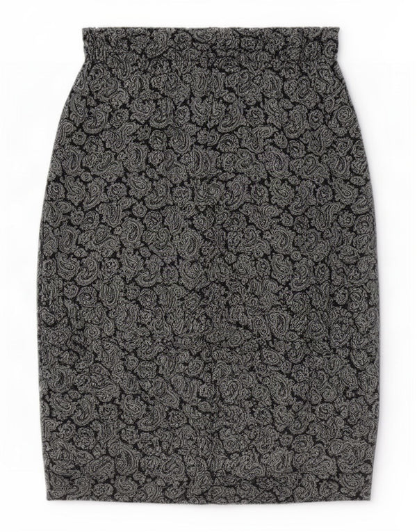 Byblos Damen Bleistiftrock EU 40 Medium W28 Schwarze Paisley-Seide