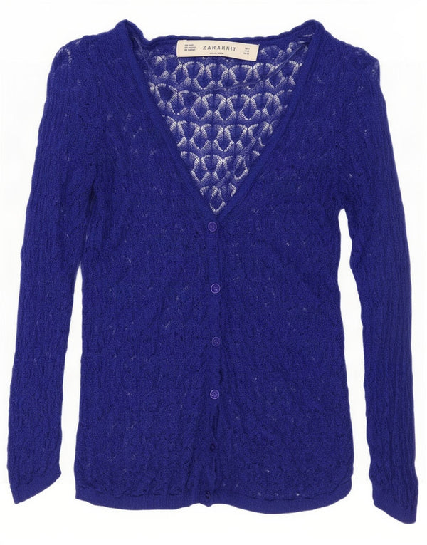 Zara Damen-Cardigan mit 3/4-Ärmeln, übergroß, Gr. 10, Small, Blau, Acryl