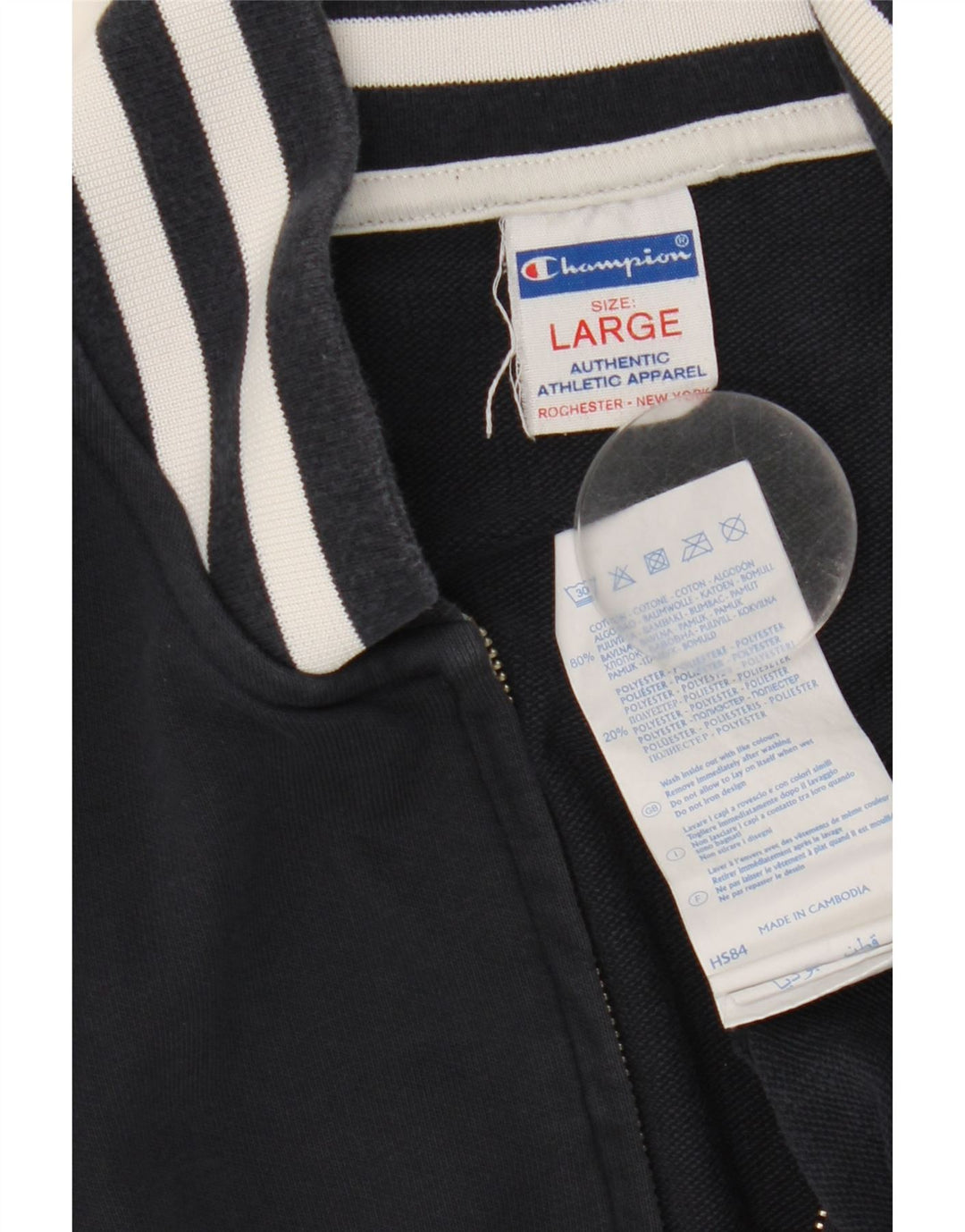 CHAMPION Herren-Trainingsanzug-Oberteil aus Baumwolle, mittelgroß, marineblau, gestreift