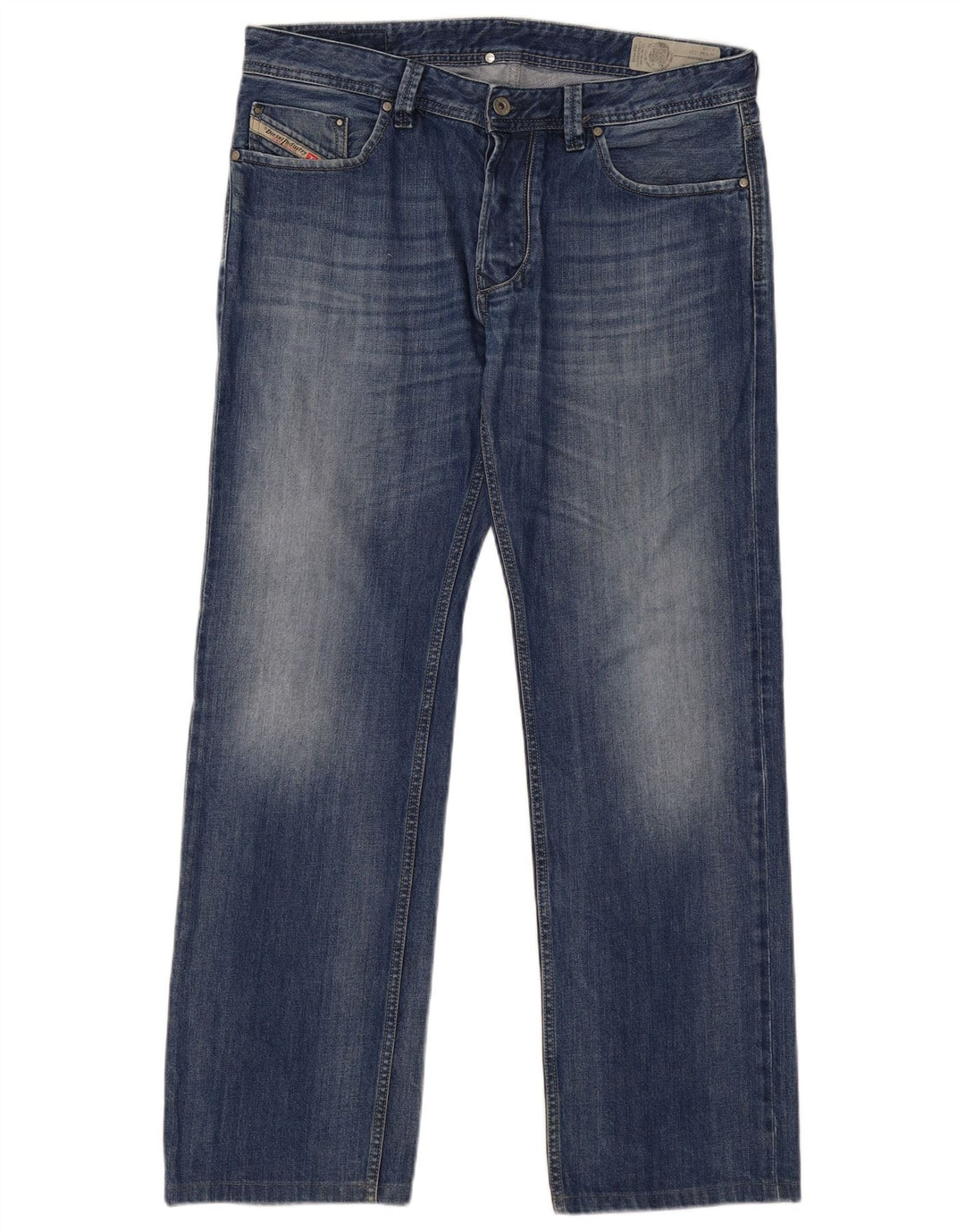 Diesel Herren Straight Jeans W34 L32 Blaue Baumwolle