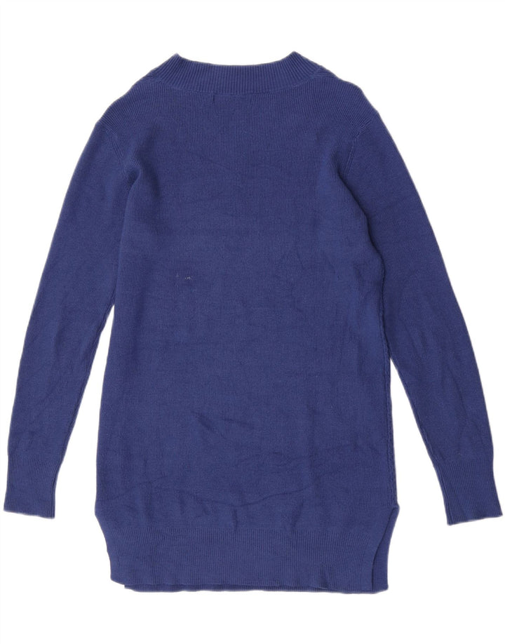 Marks & Spencer Damen-Pullover mit V-Ausschnitt, UK 10, Größe S, blaue Viskose
