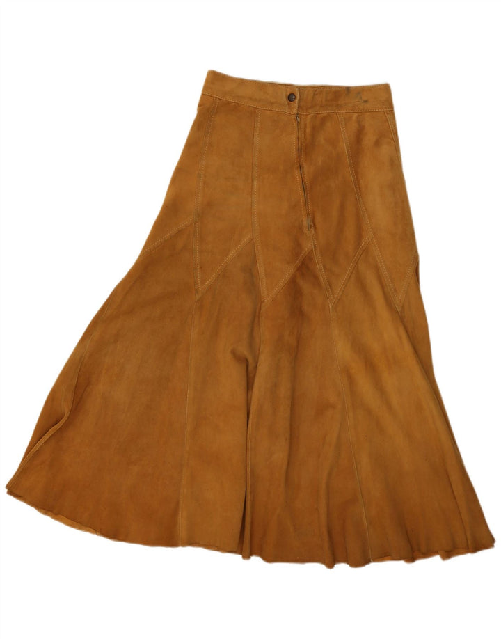 Vintage Damen Wildleder ausgestellter Rock W26 Small Brown