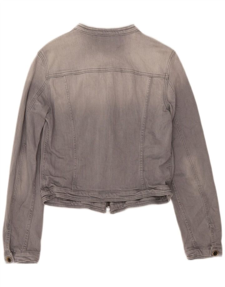SISLEY Womens Crop Denim Jacket UK 12 Medium  Grey Cotton Vintage Sisley and Second-Hand Sisley from Messina Hembry 