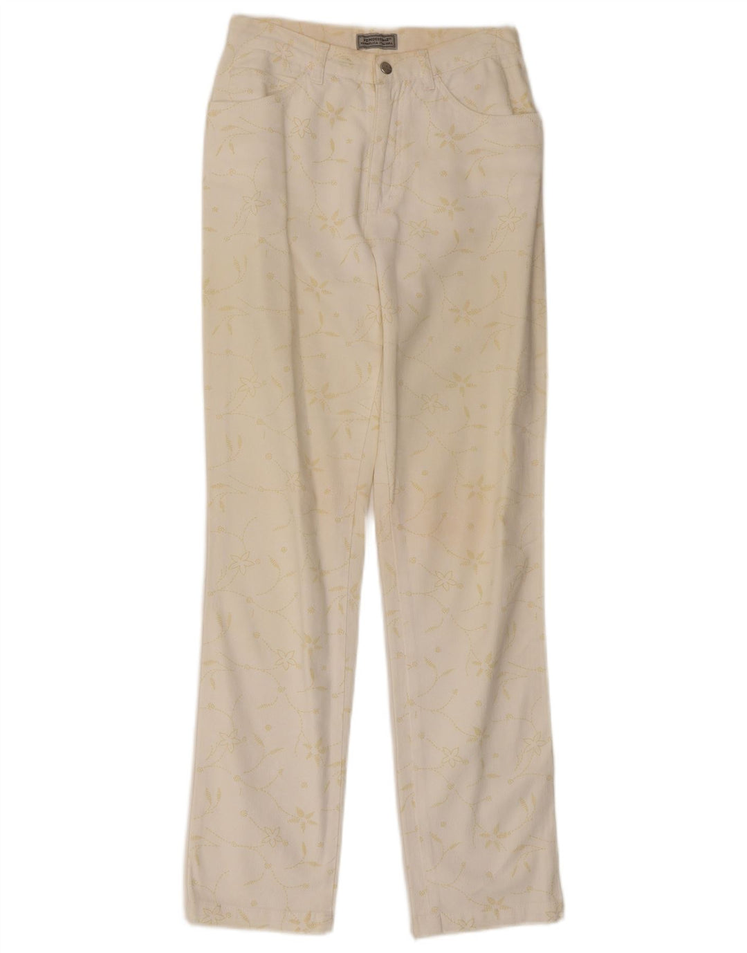 Fendissime Damen-Hose in regulärer Passform, W27, L29, Weiß, Blumenmuster, klassisch