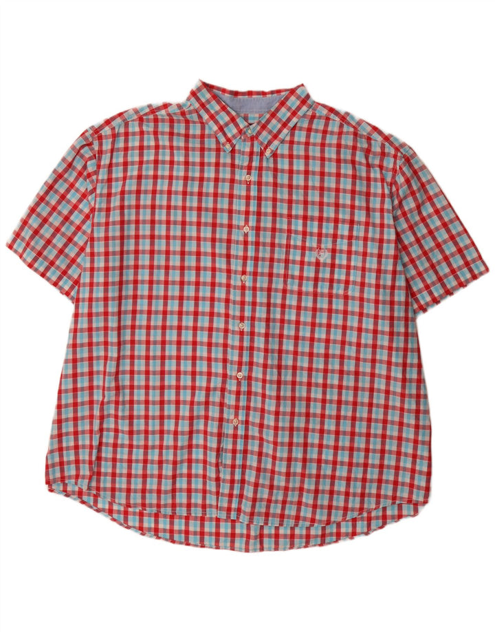 Chaps Herren Big Short Sleeve Regular Fit Shirt 4XL Red Gingham Cotton