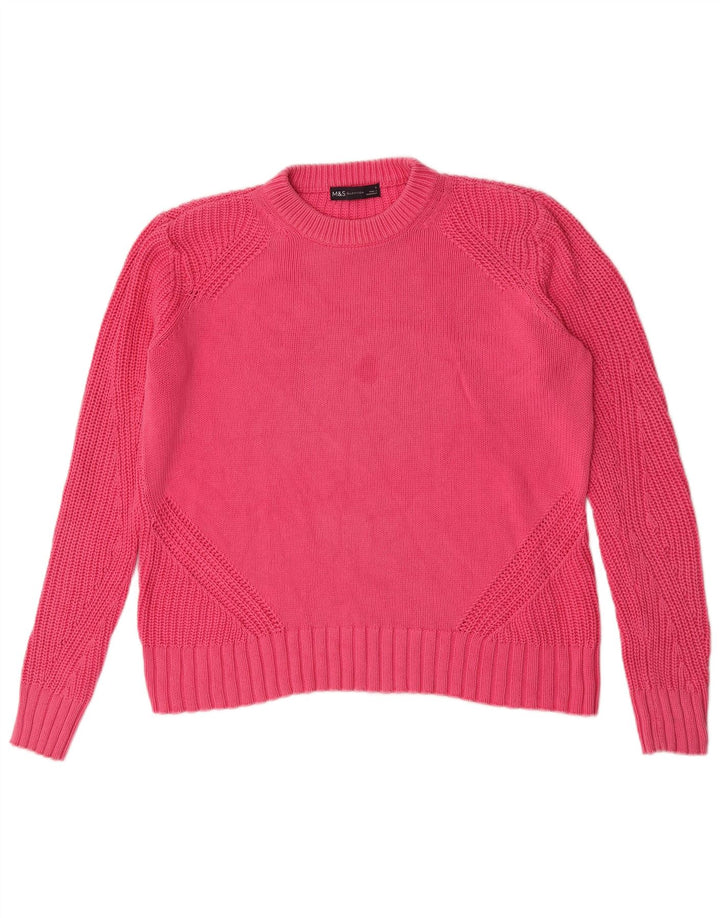 Marks & Spencer Damen-Pullover, übergroß, Rundhalsausschnitt, Gr. 10, Größe S, Rosa