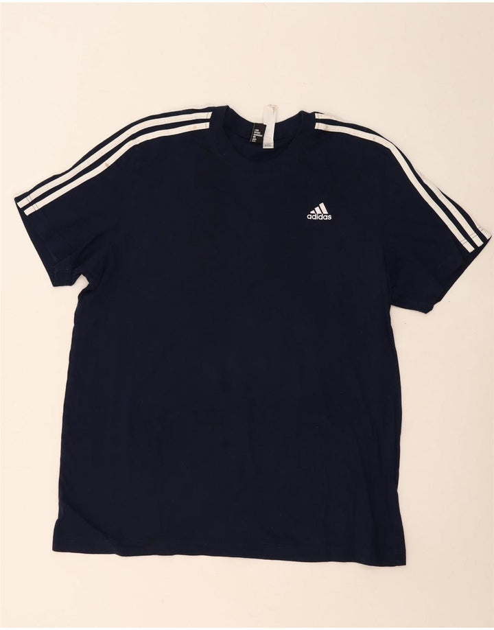 ADIDAS Herren T-Shirt Top Large Marineblau Baumwolle