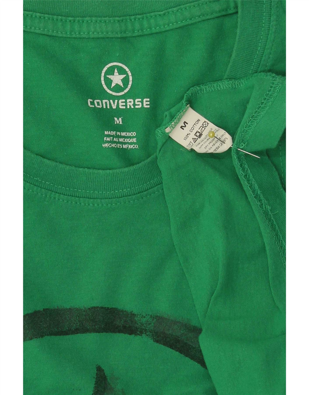Converse Herren Grafik-T-Shirt-Oberteil aus mittelgrüner Baumwolle