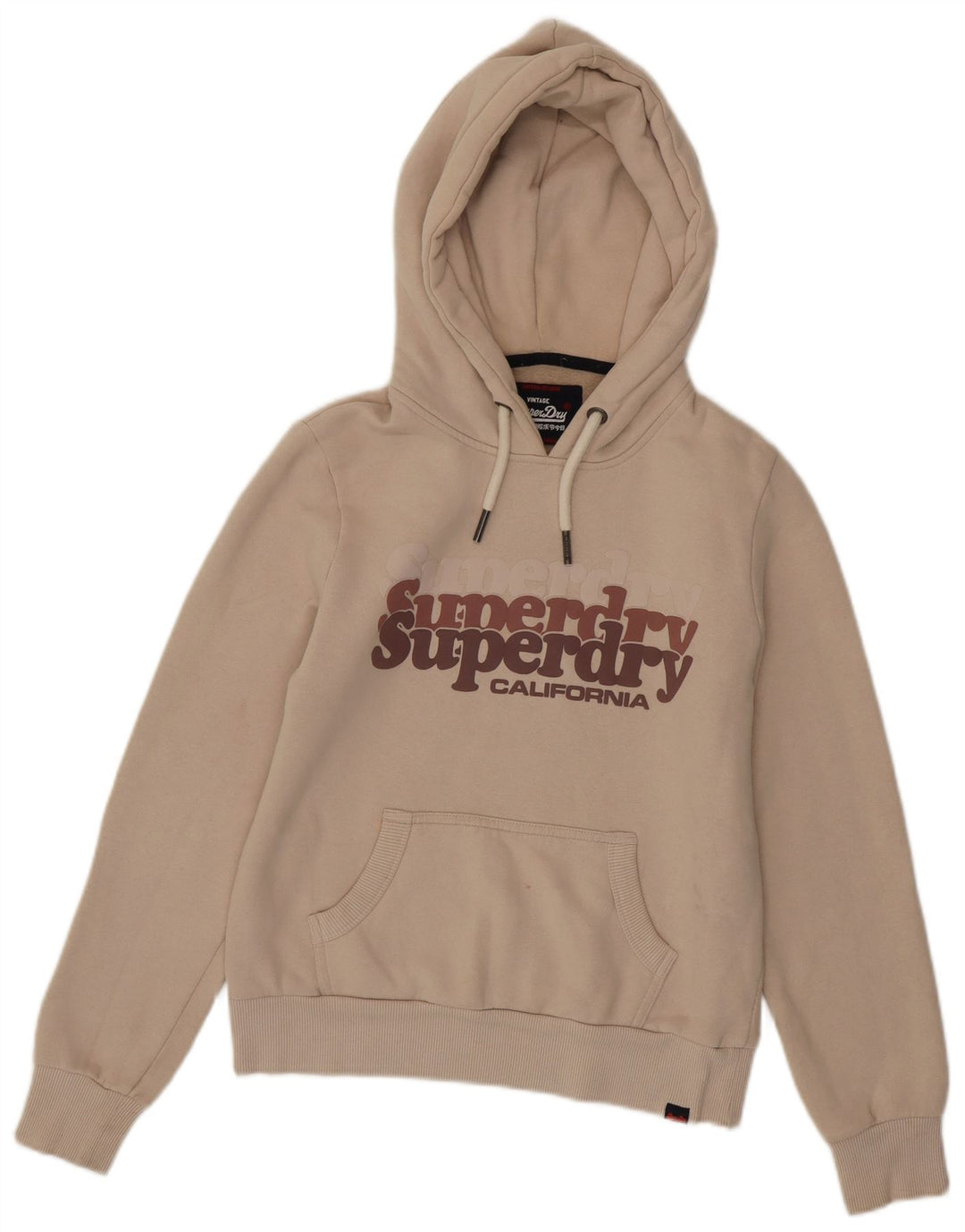 SUPERDRY Damen-Pullover mit grafischem Kapuzenpullover, Gr. 8, Beige, Baumwolle