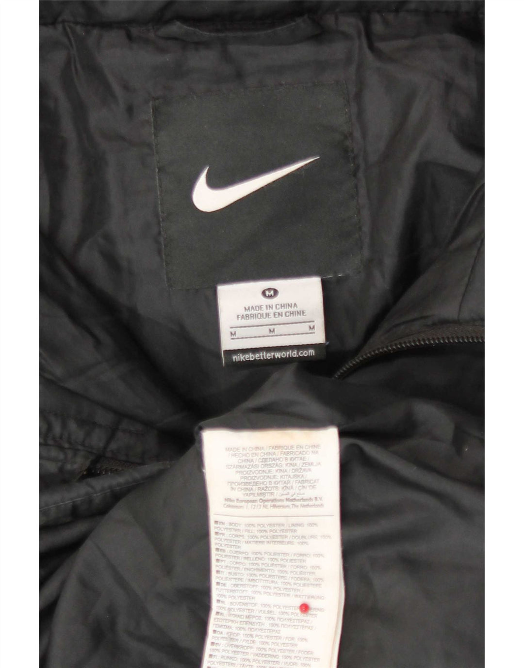 Nike Herren Grafik gepolsterte Jacke UK 38 Medium Schwarz Polyester