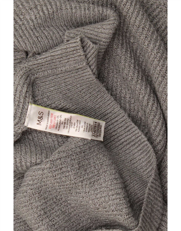 Marks & Spencer Herren-Pullover mit Rundhalsausschnitt, 2XL, Grau, Polyamid